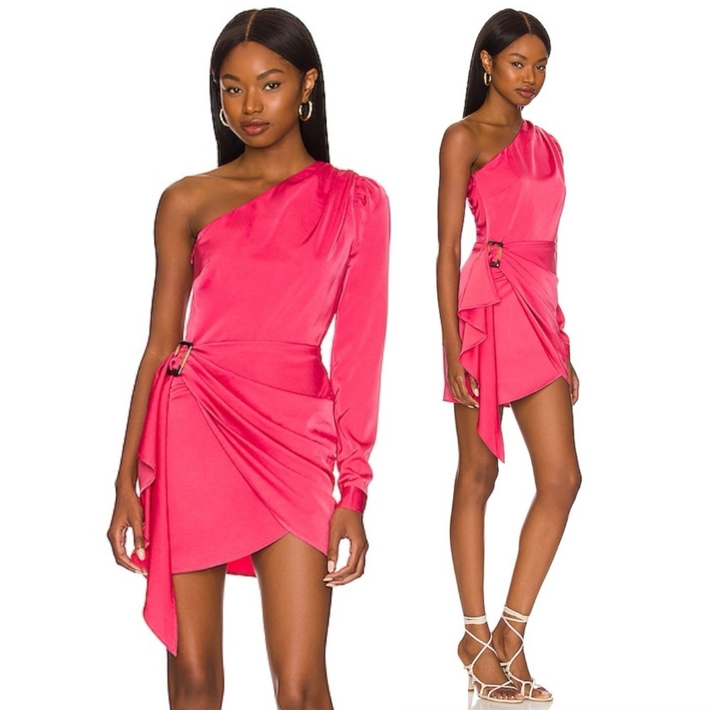 NWT Lovers + Friends Ana One Shoulder Mini Dress Pink